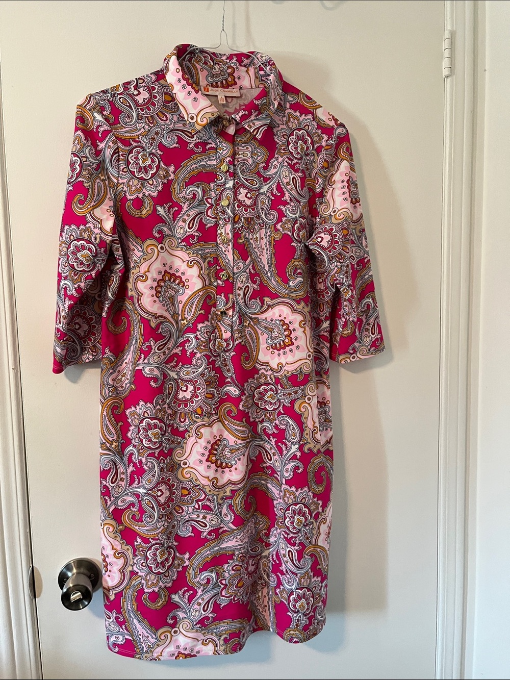 Jude Connally Hot Pink Paisley Shift Dress
